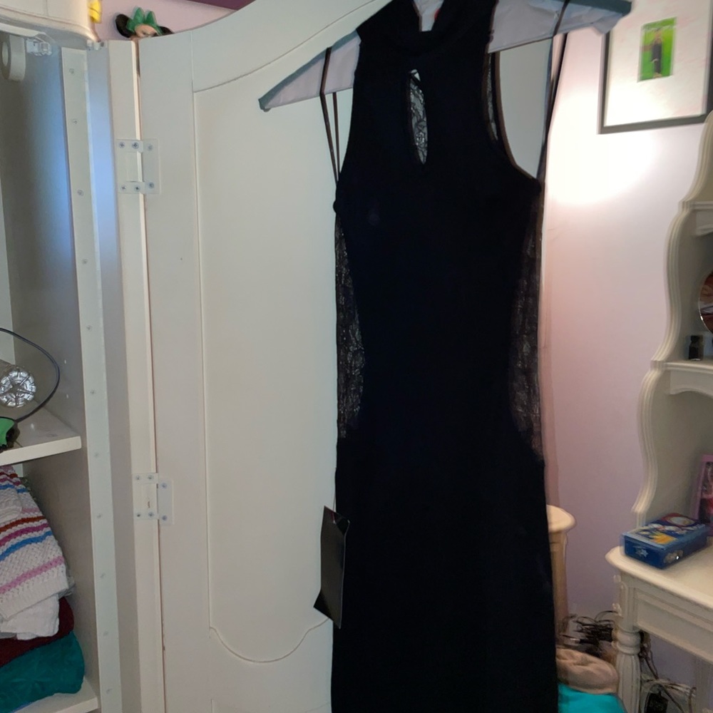 NWT sexy bebe lace cut out black dress